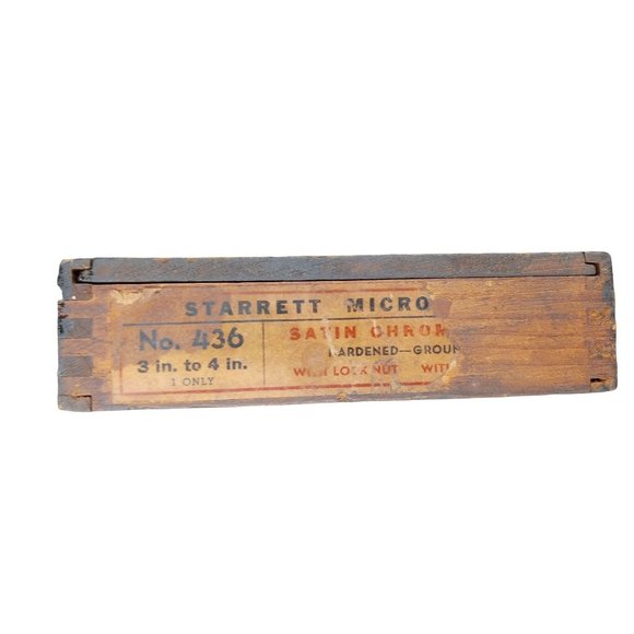 Vintage Starrett Outside Micrometer Caliper 3 inch 4" Wood Box 436 Instructions - Picture 10 of 12